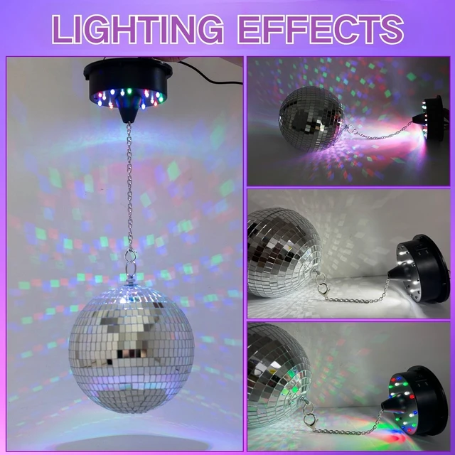 Alt view image 3 of 7 - Rotating Disco Ball Motor and Light: Disco Ball Spinner with Remote | Battery Operated or Plug-in Mirror Ball Motor - 18 RGBW LED Lights RPM Adjustable for DJ Club Bar Christmas Party Decor