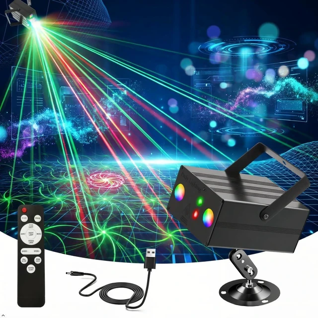 Main image of Mslitely Disco Ball Party Lights, RGB LED Stage Strobe Light Projector with Remote Control, Sound Activated DJ Lighting for Christmas Birthday Party Club Bar Rave Home Decor Gifts