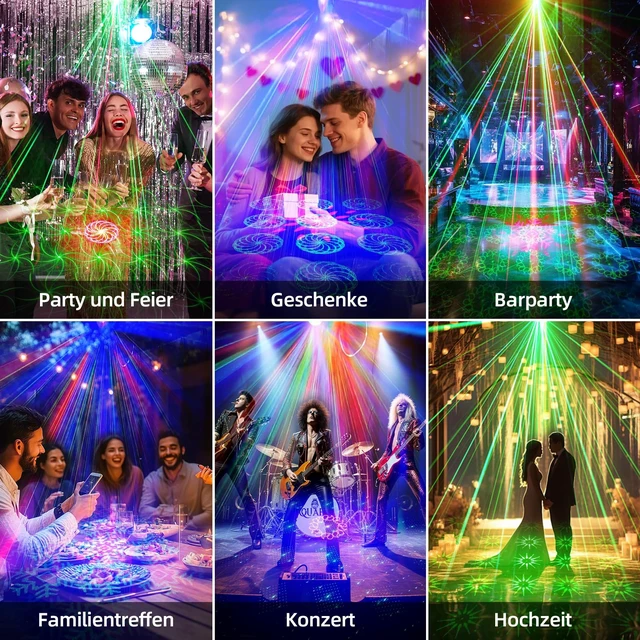 Alt view image 6 of 7 - Mslitely Disco Ball Party Lights, RGB LED Stage Strobe Light Projector with Remote Control, Sound Activated DJ Lighting for Christmas Birthday Party Club Bar Rave Home Decor Gifts
