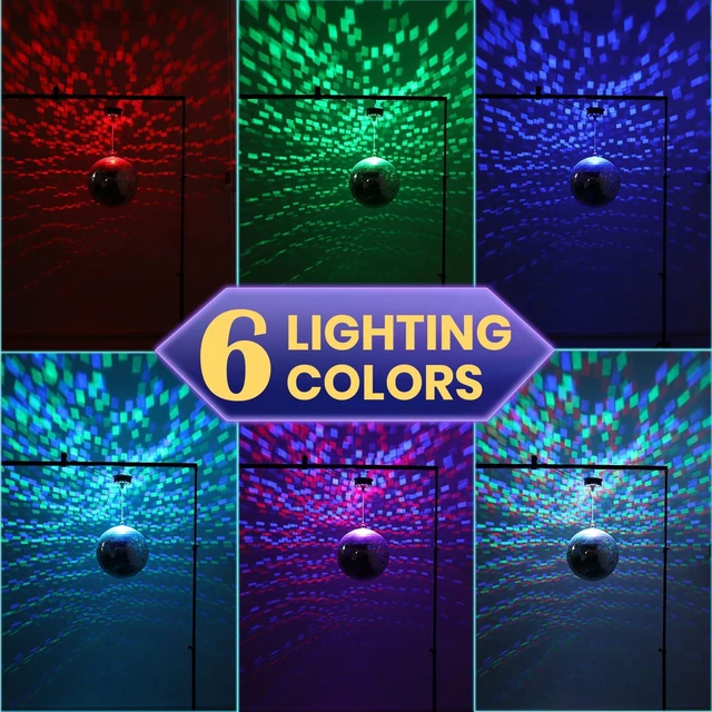 Alt view image 2 of 7 - Disco Ball Motor with Remote, 3/6/9/12/15 RPM Speed with 15.5ft Power Cable | 0-15RPM Disco Ball Spinner, 30 RGB LEDs, Support 4''~16'' Mirror Balls, for DJ Party Home Bands Christmas Wedding Camping