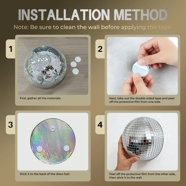 Alt view image 5 of 6 - KMLSHLL 3 Pcs Half Disco Ball Wall Decor, Silver, 8/6/4 Inch | Reflective, Ball Decoration with Adhesive Backing, Wall Art for Indoor Outdoor Home Bar Birthday Party