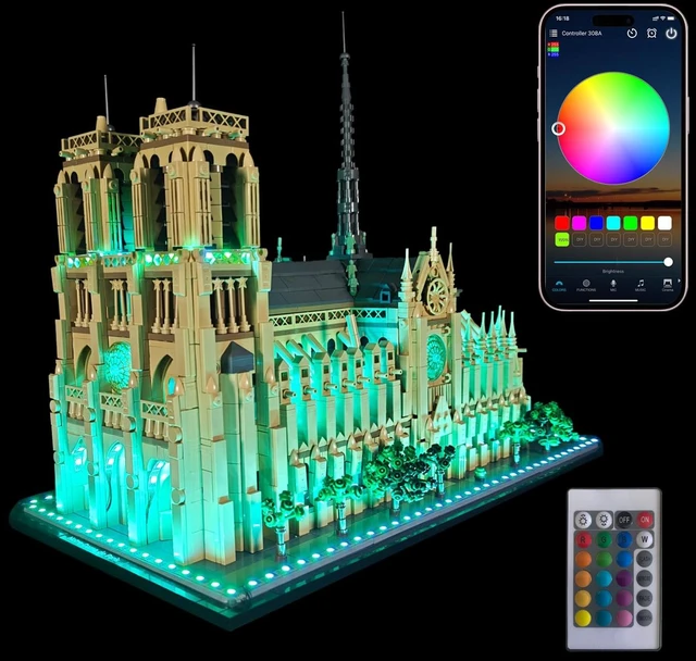 Main image of Neisouf Color Changing LED Light kit Compatible with Lego 21061 Notre Dame, App and Remote Control (No Model Only Light)