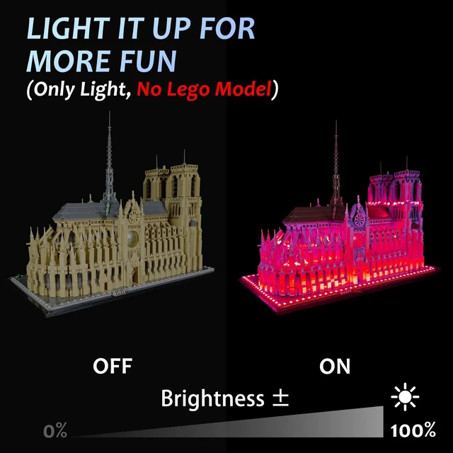 Alt view image 3 of 7 - Neisouf Color Changing LED Light kit Compatible with Lego 21061 Notre Dame, App and Remote Control (No Model Only Light)