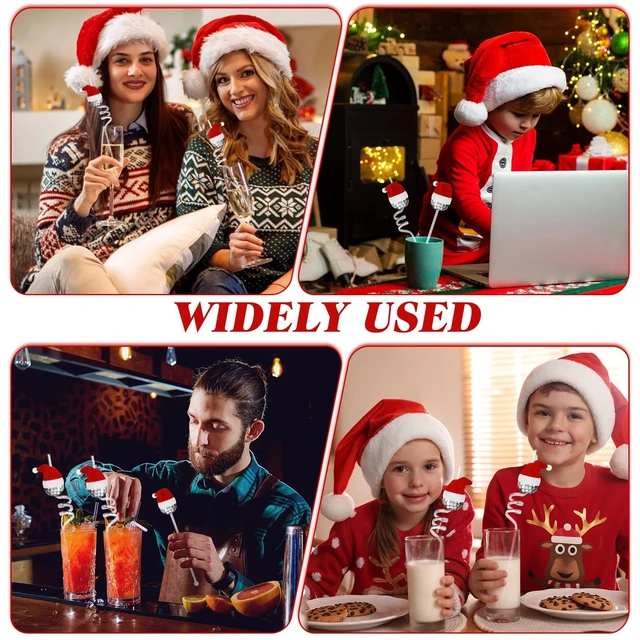 Alt view image 6 of 6 - Christmas Disco Ball Straws and Stirrers with Christmas Hats Reusable Mini Disco Plastic Cocktail Straws Mirror Disco Cocktail Stirrers for Christmas Holiday Disco Party Decorations Supplies(24 Pcs)