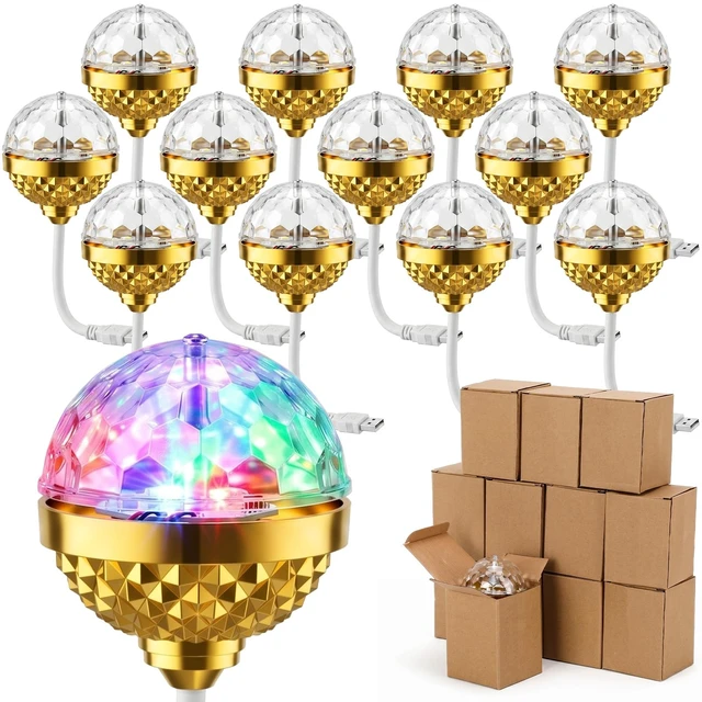 Main image of 12 Pack Sound Activated Mini Disco Ball Party Light for Halloween | USB Plug Play DJ Lighting, Stage Light for Room Home Dance Party Karaoke Birthday Halloween Xmas Stocking Stuffers Car Decor