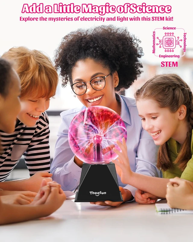 Alt view image 4 of 7 - Theefun Plasma Ball 6 Inch Plasma Lamp Touch & Sound Sensitive Plasma Globe | Red Electric Lighting Novelty Light for Parties, Home, Prop, Room Decoration
