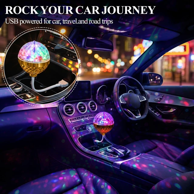 Alt view image 4 of 7 - 12 Pack Sound Activated Mini Disco Ball Party Light for Halloween | USB Plug Play DJ Lighting, Stage Light for Room Home Dance Party Karaoke Birthday Halloween Xmas Stocking Stuffers Car Decor