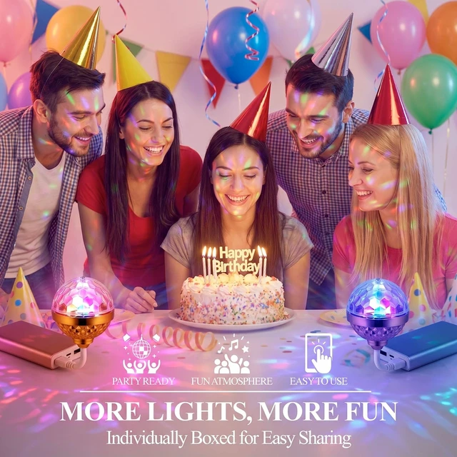 Alt view image 6 of 7 - 12 Pack Sound Activated Mini Disco Ball Party Light for Halloween | USB Plug Play DJ Lighting, Stage Light for Room Home Dance Party Karaoke Birthday Halloween Xmas Stocking Stuffers Car Decor