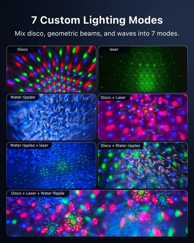 Alt view image 4 of 7 - 3-in-1 Pyramid Party Lights with 2 Disco Balls & 2 Water Wave Balls | Sound Activated, 360 Angle Room Coverage, Adjustment Stand, Dynamic Lighting for Halloween, Christmas, Karaoke, Dance Parties