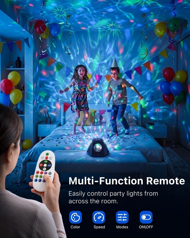 Alt view image 6 of 7 - 3-in-1 Pyramid Party Lights with 2 Disco Balls & 2 Water Wave Balls | Sound Activated, 360 Angle Room Coverage, Adjustment Stand, Dynamic Lighting for Halloween, Christmas, Karaoke, Dance Parties