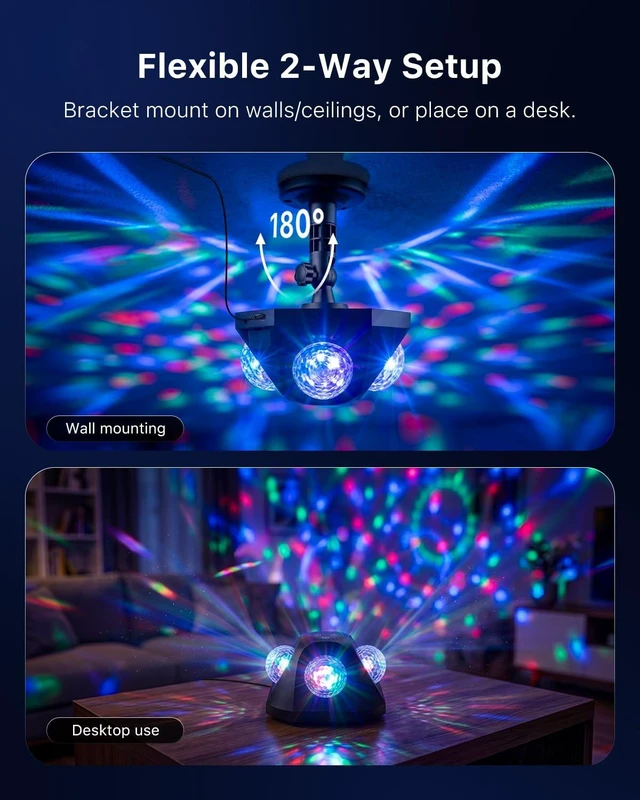 Alt view image 7 of 7 - 3-in-1 Pyramid Party Lights with 2 Disco Balls & 2 Water Wave Balls | Sound Activated, 360 Angle Room Coverage, Adjustment Stand, Dynamic Lighting for Halloween, Christmas, Karaoke, Dance Parties