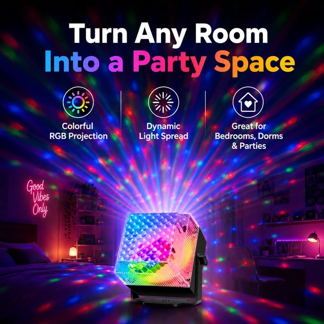 Alt view image 3 of 7 - 2 Pack Party Lights, Disco LED Lights Sound Activated with Remote Controls, Dual Strobe Mood Lighting for Indoor Parties, Bedroom, Dance, Birthday, Halloween and Christmas