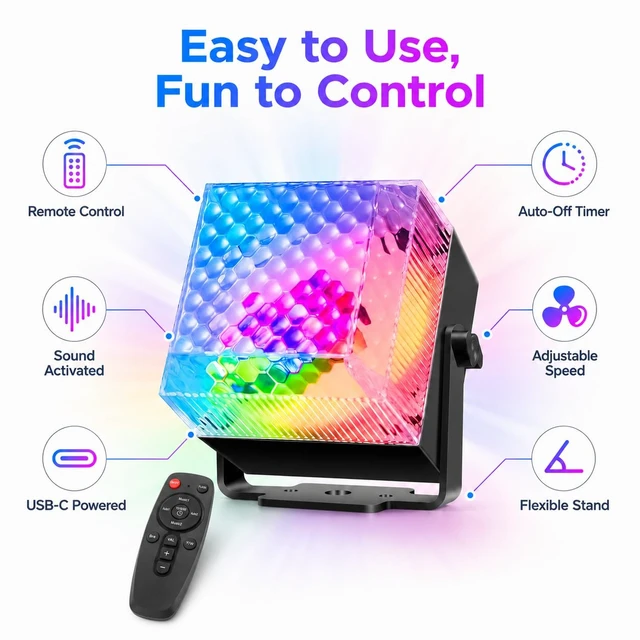Alt view image 5 of 7 - 2 Pack Party Lights, Disco LED Lights Sound Activated with Remote Controls, Dual Strobe Mood Lighting for Indoor Parties, Bedroom, Dance, Birthday, Halloween and Christmas