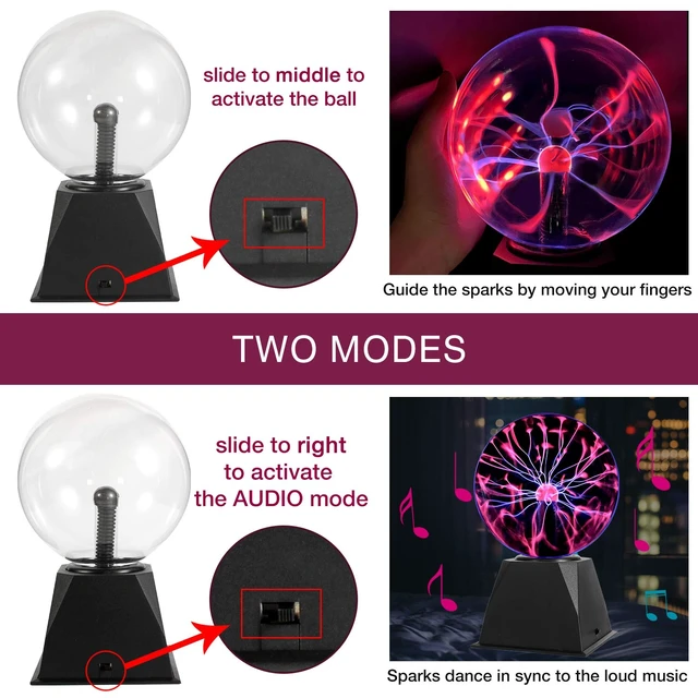 Alt view image 3 of 6 - Gresus 6 Inch Plug-in Magic Plasma Ball Lamp - Touch & Sound Sensitive Interactive Plasma Lamp Nebula Sphere Globe, Science Educational Gift for Decorations/Parties/Bedroom
