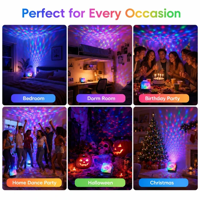 Alt view image 7 of 7 - 2 Pack Party Lights, Disco LED Lights Sound Activated with Remote Controls, Dual Strobe Mood Lighting for Indoor Parties, Bedroom, Dance, Birthday, Halloween and Christmas