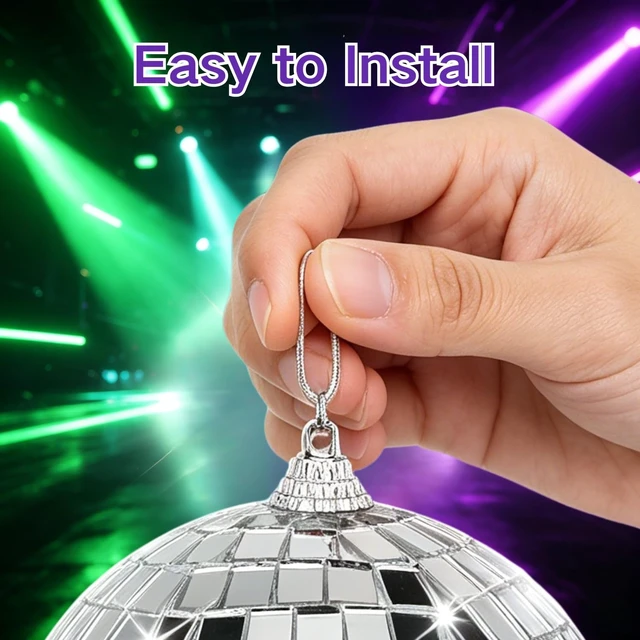 Alt view image 4 of 7 - DJBoomy Mini Disco Balls Decorations: 32 Pack Small Disco Ornaments | Different Sizes Silver Mirror Ball Decor with Hanging String for Party Christmas Tree Cake Topper Wedding Table