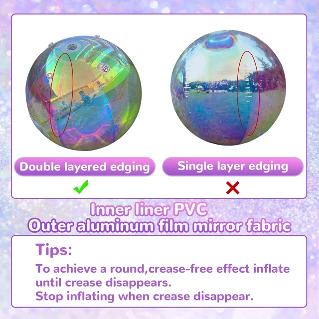 Alt view image 3 of 7 - 19.6in Inflatable Mirror Ball,Big Shiny Inflatable Ball Silver/Gold/Iridescent,PVC Hanging Large Disco Balls Decor for Party, Concerts, Stage, Wedding Decoration (1 Piece,Without Air Pump)