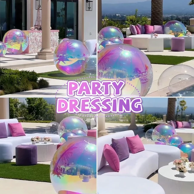 Alt view image 2 of 7 - 19.6in Inflatable Mirror Ball,Big Shiny Inflatable Ball Silver/Gold/Iridescent,PVC Hanging Large Disco Balls Decor for Party, Concerts, Stage, Wedding Decoration (1 Piece,Without Air Pump)