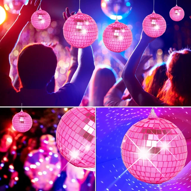 Alt view image 6 of 7 - Mini Pink Disco Ball Ornaments: 60 Pack Hanging Disco Balls Decorations | 1.2 Inch Small Pink Disco Ball Decor for Party Christmas Tree Wedding Table Birthday Cake Room