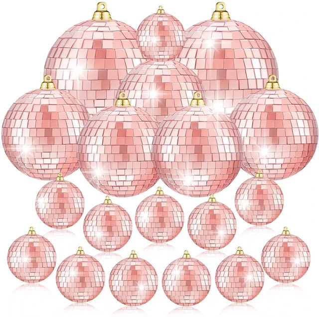Main image of 50 Pcs Disco Balls Reflective Disco Ball Decorations Hanging Disco Ball Ornament Different Sizes Mirror Ball for Home Decor, Party, Club (Rose Gold)