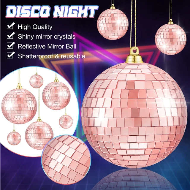 Alt view image 4 of 7 - 50 Pcs Disco Balls Reflective Disco Ball Decorations Hanging Disco Ball Ornament Different Sizes Mirror Ball for Home Decor, Party, Club (Rose Gold)
