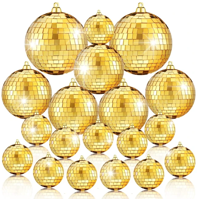 Main image of 50 Pcs Disco Balls Reflective Disco Ball Decorations Hanging Disco Ball Ornament Different Sizes Mirror Ball for Home Decor, Party, Club (Gold)