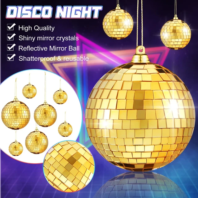Alt view image 3 of 7 - 50 Pcs Disco Balls Reflective Disco Ball Decorations Hanging Disco Ball Ornament Different Sizes Mirror Ball for Home Decor, Party, Club (Gold)
