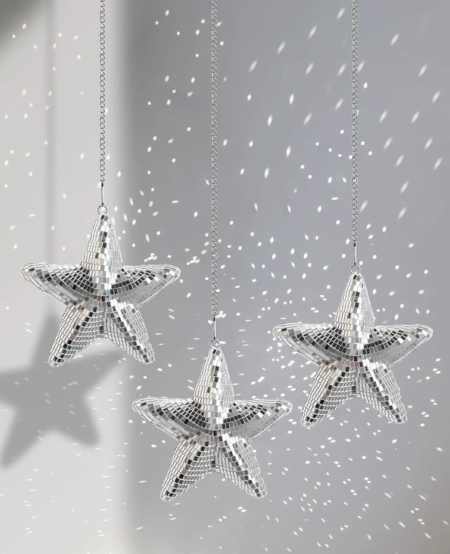 Main image of AceList Star Hanging Disco Ball Decor Set of 3 Mirror Star Sun Catchers, 5.9" Sparkle Ornaments for Window, Bedroom, Gift or Christmas Decorations, Unique Mirror Disco Ball Decorations for Home