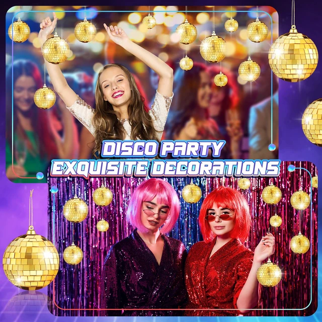 Alt view image 6 of 7 - 50 Pcs Disco Balls Reflective Disco Ball Decorations Hanging Disco Ball Ornament Different Sizes Mirror Ball for Home Decor, Party, Club (Gold)