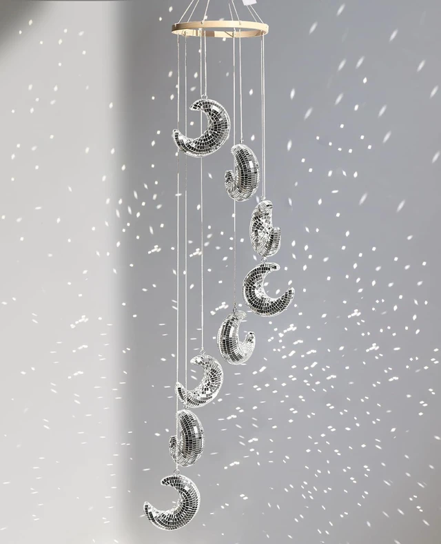 Main image of AceList Big Moon Hanging Disco Ball Decor35.4 Inch Hanging Crescent Moon Mirrors, Perfect for Indoor & Outdoor Decoration, Holiday & Party Decor, Unique Gift Idea