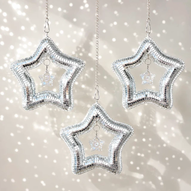 Main image of AceList Set of 3 Celestial Crystal Star Suncatcher for Window, Mirror Disco Star Rainbow Makers with K9 Prism Boho Hanging Sun Catchers for Bedroom, Plant, Christmas Tree, Gift for Women
