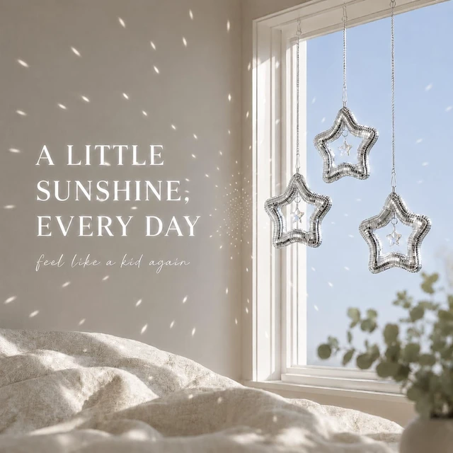 Alt view image 5 of 7 - AceList Set of 3 Celestial Crystal Star Suncatcher for Window, Mirror Disco Star Rainbow Makers with K9 Prism Boho Hanging Sun Catchers for Bedroom, Plant, Christmas Tree, Gift for Women