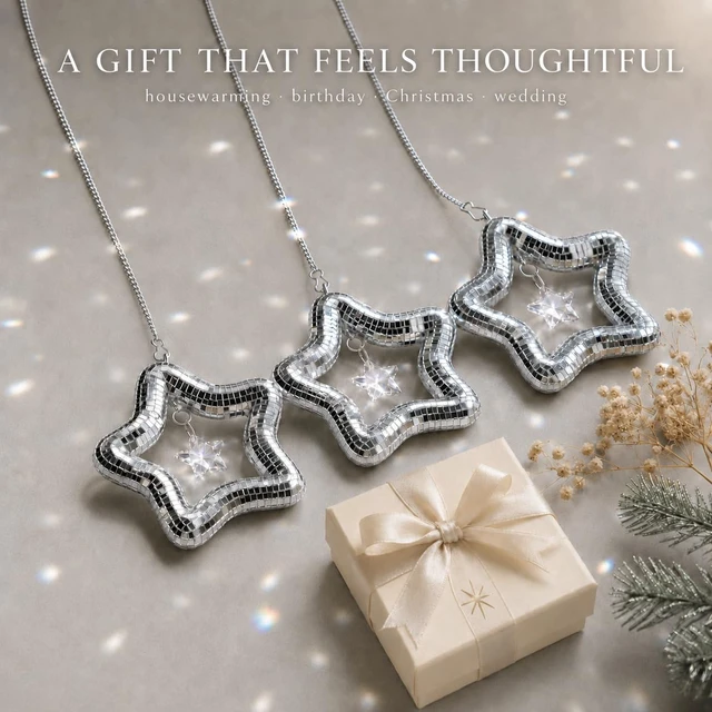 Alt view image 6 of 7 - AceList Set of 3 Celestial Crystal Star Suncatcher for Window, Mirror Disco Star Rainbow Makers with K9 Prism Boho Hanging Sun Catchers for Bedroom, Plant, Christmas Tree, Gift for Women