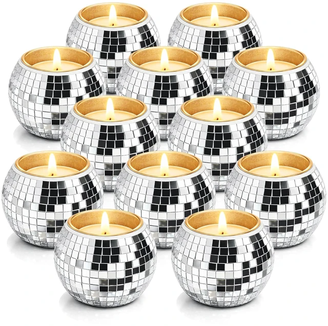 Main image of 12 Pcs Disco Ball Candle Holder Glass Mirror Candle Holder Disco Ball Decor for Wedding, Party, and Christmas