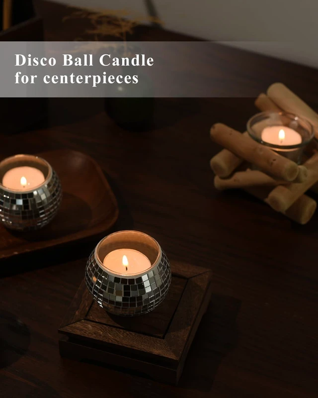 Alt view image 3 of 6 - 12 Pcs Disco Ball Candle Holder Glass Mirror Candle Holder Disco Ball Decor for Wedding, Party, and Christmas