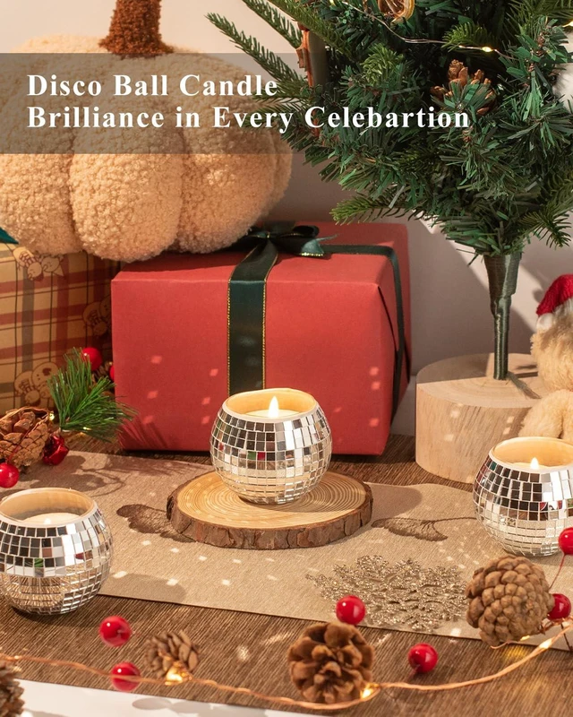 Alt view image 6 of 6 - 12 Pcs Disco Ball Candle Holder Glass Mirror Candle Holder Disco Ball Decor for Wedding, Party, and Christmas