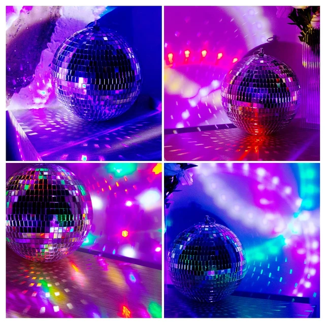 Alt view image 6 of 7 - 8 Inch Hanging Mirror Disco Ball: Mirror Ball Disco Party Decoration | Silver Disco Ball Ornaments with Hanging Ring for 70s Theme Party Stage Wedding DJ and Room Ceiling Decor