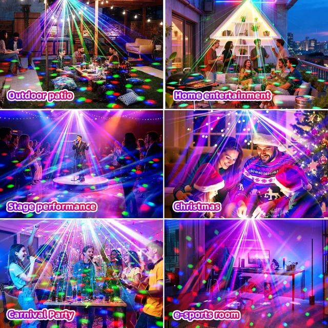 Alt view image 6 of 7 - Mslitely Disco Party Strobe Light with Ocean Star Projection Stage Light | Sound Activated Disco light with Remote Control, Portable Rotating LED Light for Party Bar Birthday Wedding KTV Home Decor