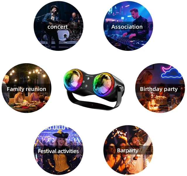 Alt view image 7 of 7 - Mslitely Disco Party Strobe Light with Ocean Star Projection Stage Light | Sound Activated Disco light with Remote Control, Portable Rotating LED Light for Party Bar Birthday Wedding KTV Home Decor