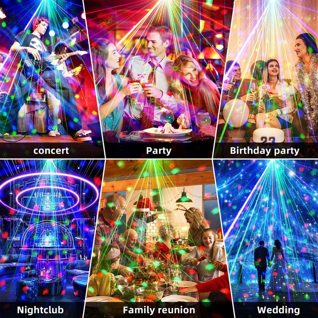 Alt view image 3 of 7 - Mslitely Disco Party Strobe Light with Ocean Star Projection Stage Light | Sound Activated Disco light with Remote Control, Portable Rotating LED Light for Party Bar Birthday Wedding KTV Home Decor