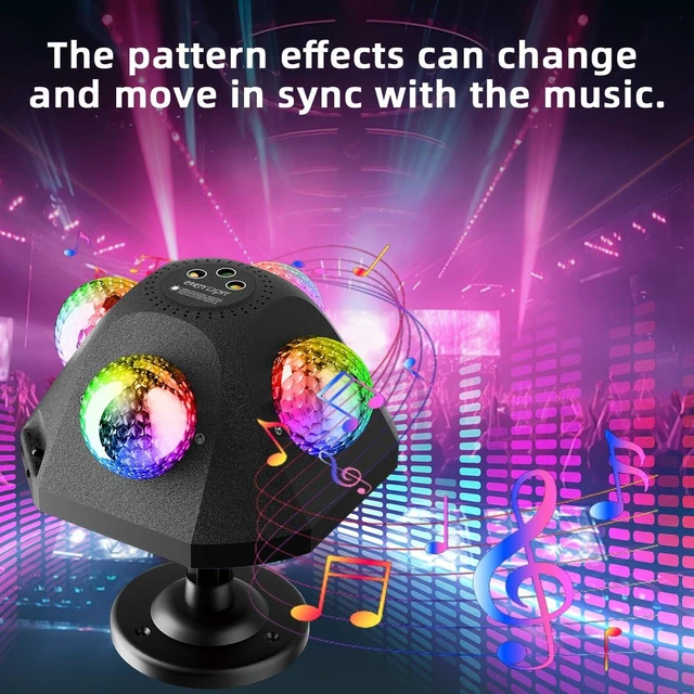 Alt view image 5 of 7 - Yiixuyo - Party Lights 4 Disco Balls in 1 Strobe Light for Parties | Dj Stage Lights Indoor Outdoor Decor Sound Activated with Remote Control Disco Light for KTV Club Party Home Karaoke