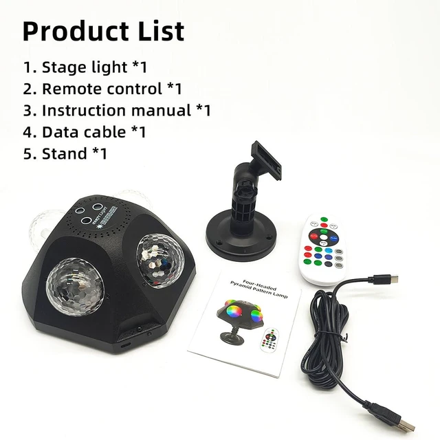 Alt view image 6 of 7 - Yiixuyo - Party Lights 4 Disco Balls in 1 Strobe Light for Parties | Dj Stage Lights Indoor Outdoor Decor Sound Activated with Remote Control Disco Light for KTV Club Party Home Karaoke