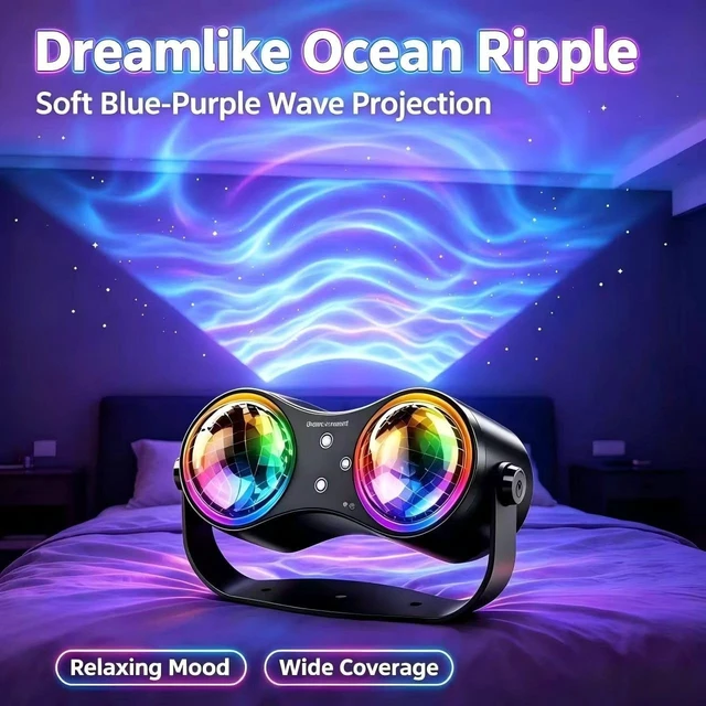 Alt view image 3 of 7 - Mslitely Party Disco Strobe Ocean Star Projector Light with Red/Green LED | Sound Activated with Remote Control Stage Rave for Parties Bar Birthday Wedding KTV Christmas Halloween Dancing Décor