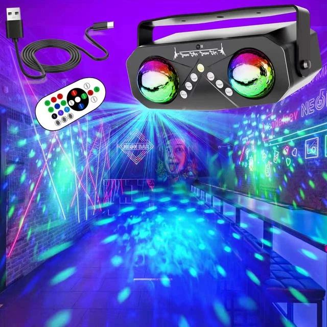 Alt view image 6 of 7 - Mslitely Party Light with Dual RGB Disco Balls and V-Shaped LED Beads | Remote Control, Voice-Controlled Disco Light DJ Light, Suitable for Family Gatherings, Dance Parties and Other Occasions.