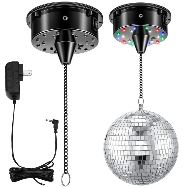Alt view image 3 of 7 - Tuanse 6rpm Rotating Disco Ball Mount Electric Motor with Lights Plug | 4 Colors, 2 Mode, Rotating Ball Mount with Chain, Fits 6/8/12 Inch Balls Not Included, for Clubs Stages Night Bands Djs