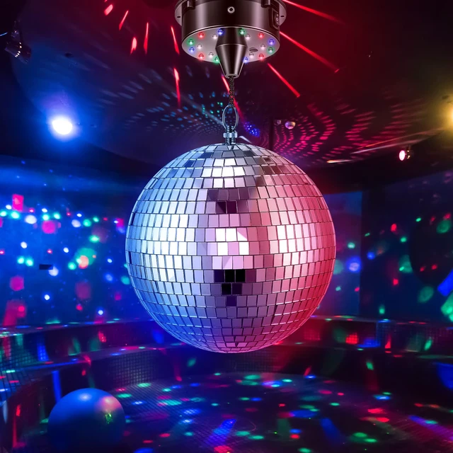 Alt view image 6 of 7 - Tuanse 6rpm Rotating Disco Ball Mount Electric Motor with Lights Plug | 4 Colors, 2 Mode, Rotating Ball Mount with Chain, Fits 6/8/12 Inch Balls Not Included, for Clubs Stages Night Bands Djs
