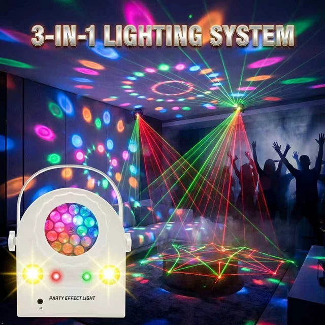 Alt view image 3 of 7 - Yiixuyo - Disco Ball Party Lights, DJ Party Stage Light | Sound Activation, Remote Control, Strobe Light for Indoor/Outdoor Christmas Halloween Birthday Party Bar KTV DJ Decor