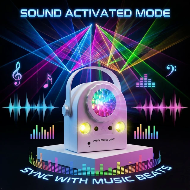 Alt view image 5 of 7 - Yiixuyo - Disco Ball Party Lights, DJ Party Stage Light | Sound Activation, Remote Control, Strobe Light for Indoor/Outdoor Christmas Halloween Birthday Party Bar KTV DJ Decor