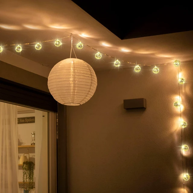 Alt view image 5 of 7 - Nosiny 40 Disco Ball String Lights Mirror LED | Party String Light Disco Party Decorations for Christmas Wall Tree Outdoor Patio Garden 9.84 Inch Per Piece