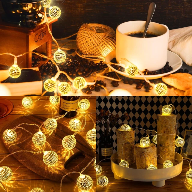Alt view image 7 of 7 - Nosiny 40 Disco Ball String Lights Mirror LED | Party String Light Disco Party Decorations for Christmas Wall Tree Outdoor Patio Garden 9.84 Inch Per Piece